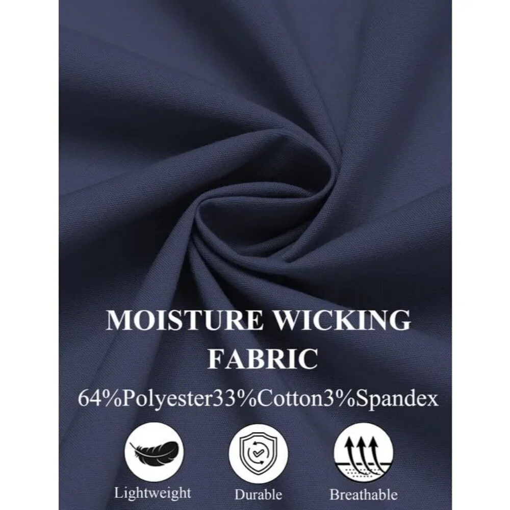 Coofandy Men Navy Blue Long Sleeve Formal Fit Business Button Down Shirts